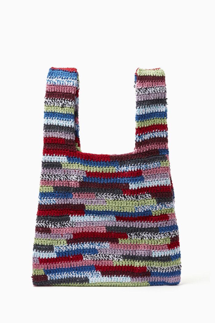 

Medium Michela Tote Bag in Cotton Crochet, Multicolour