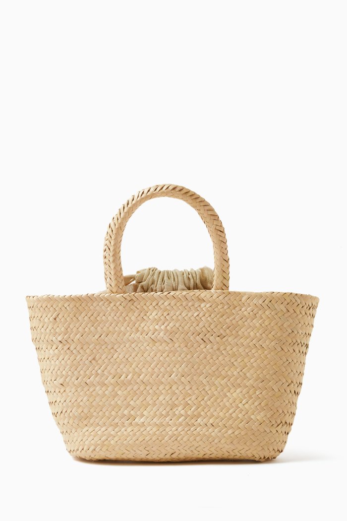 

Small Coco Tote Bag in Piacava Palm Straw, Neutral