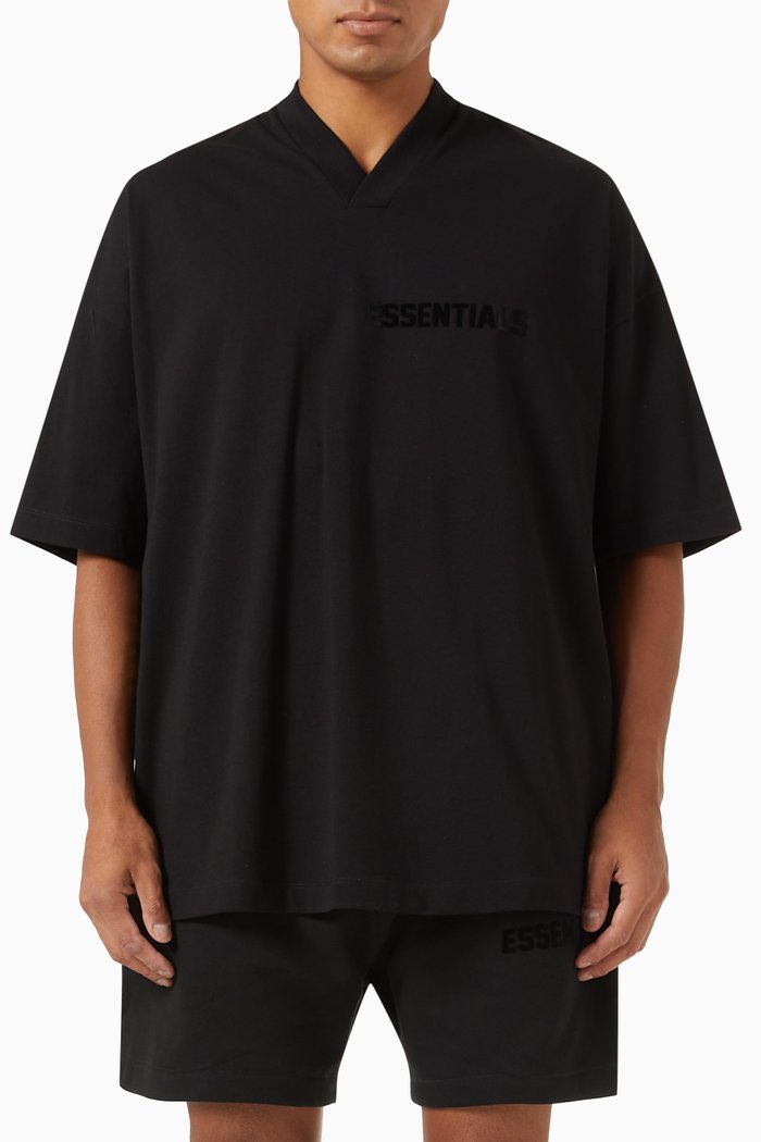 

Logo V-neck T-shirt in Cotton-jersey, Black