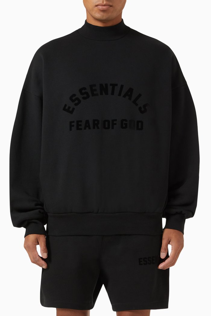 

Crewneck Sweatshirt in Cotton-blend Fleece, Black