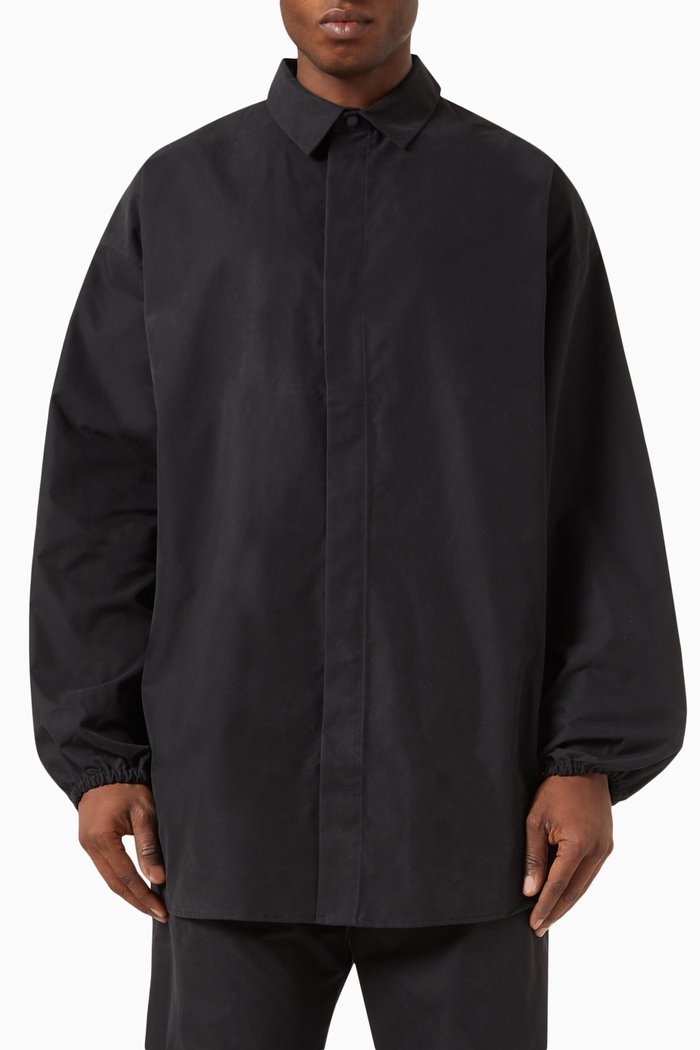 Button Down Shirt in Cotton-blend, Black