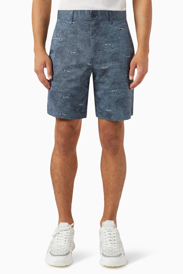 

Etched Logo Shorts in Stretch Cotton, Blue