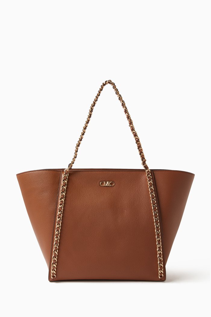 

Large Westley Tote Bag in Pebbled Leather, Brown