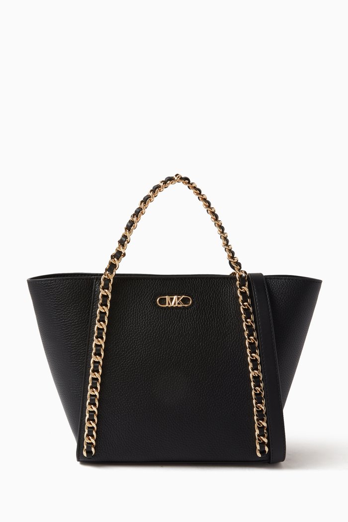 Small Westley Tote Bag in Pebbled Leather, Black