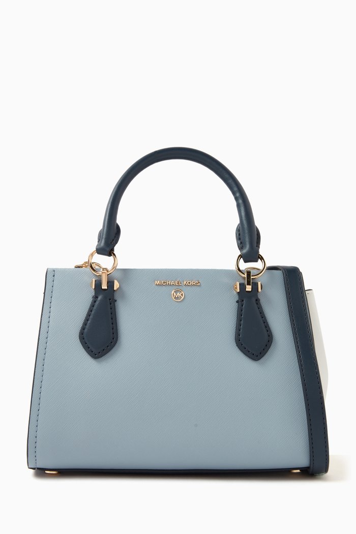 Marilyn Small Crossbody Bag in Saffiano Leather, Blue