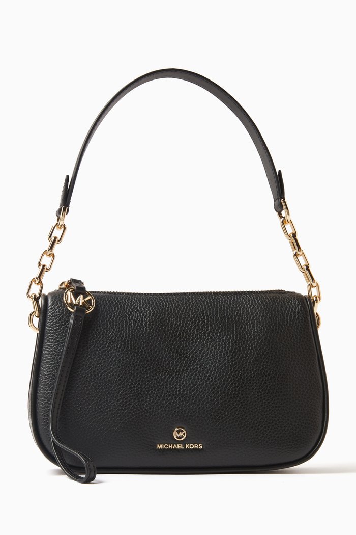 

Large Jet Set Charm Pouchette in Grained Leather, Black