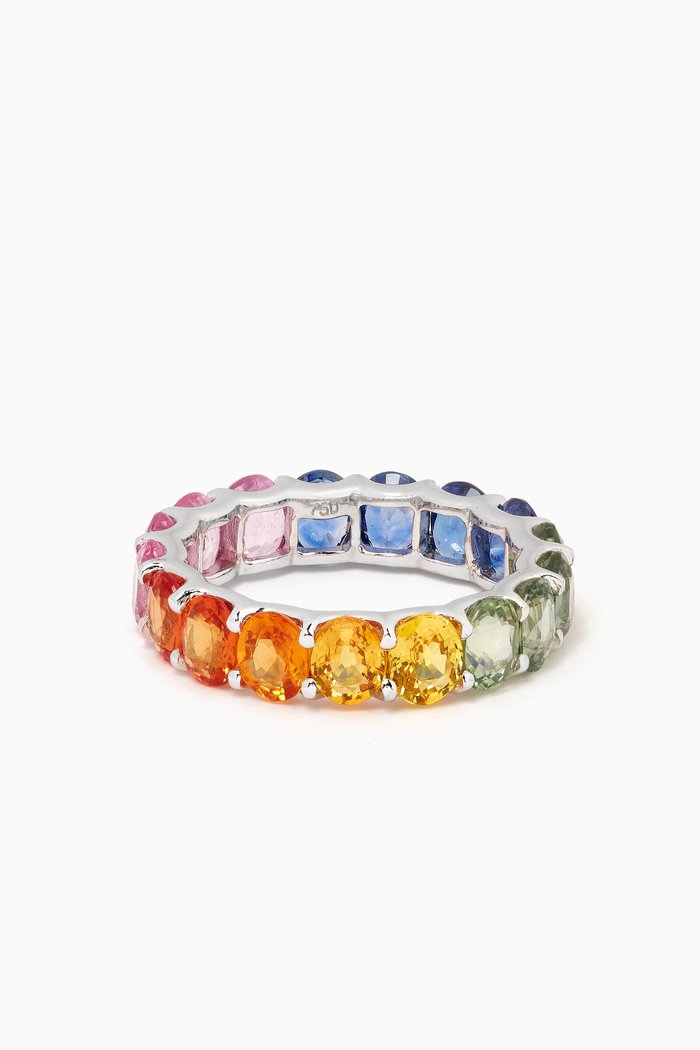 

Sapphire Ring in 18kt White Gold, Silver