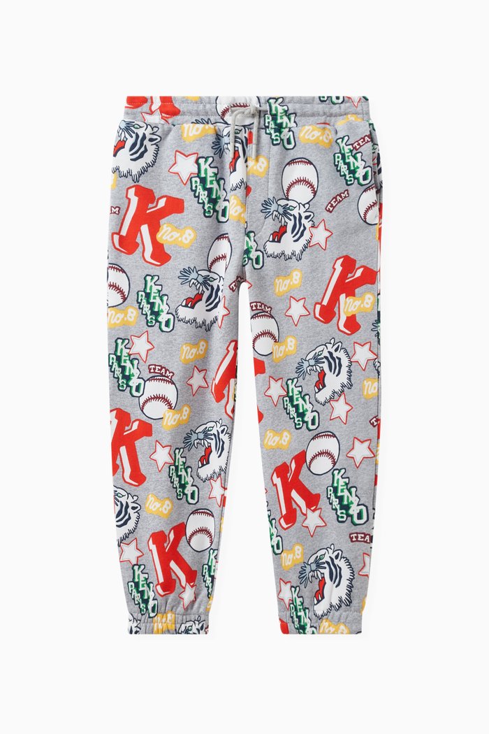 

Graphic Print Sweatpants in Cotton, Grey