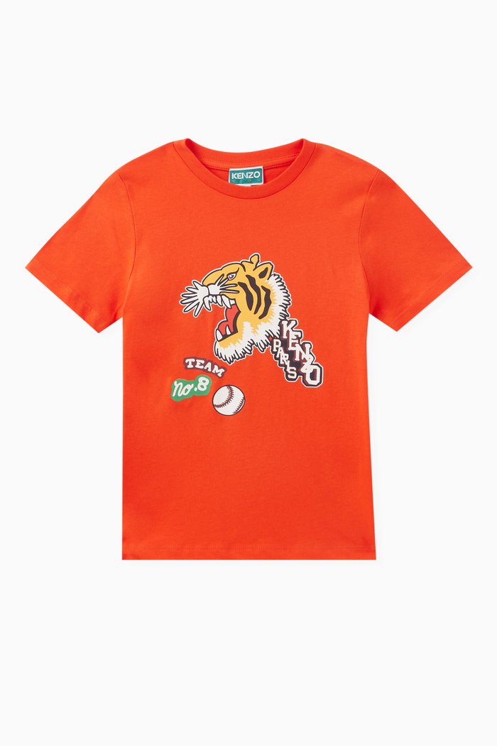 

Tiger Logo T-shirt in Cotton, Orange