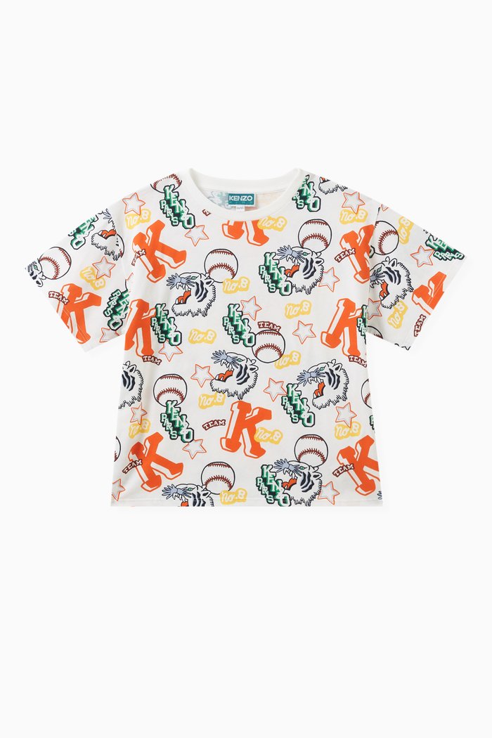 

All-over Tiger Logo T-shirt in Cotton, White