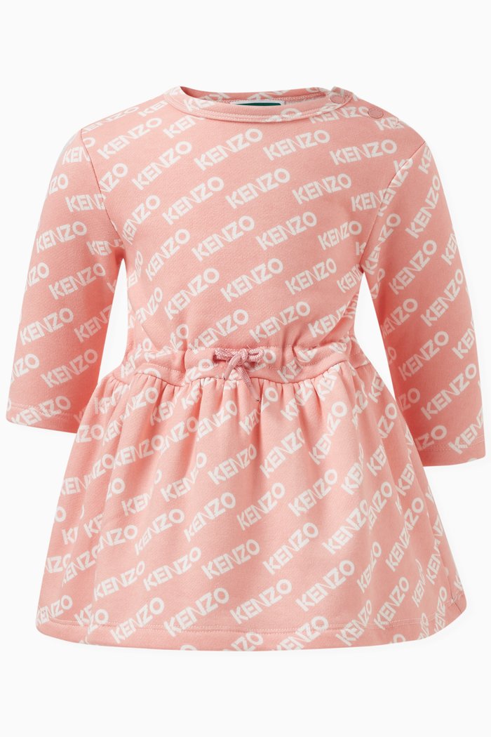 

Logo Print Dress in Cotton, Pink