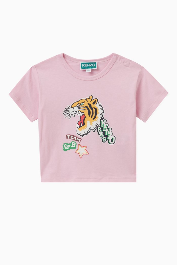 

Graphic Print T-shirt in Cotton, Pink