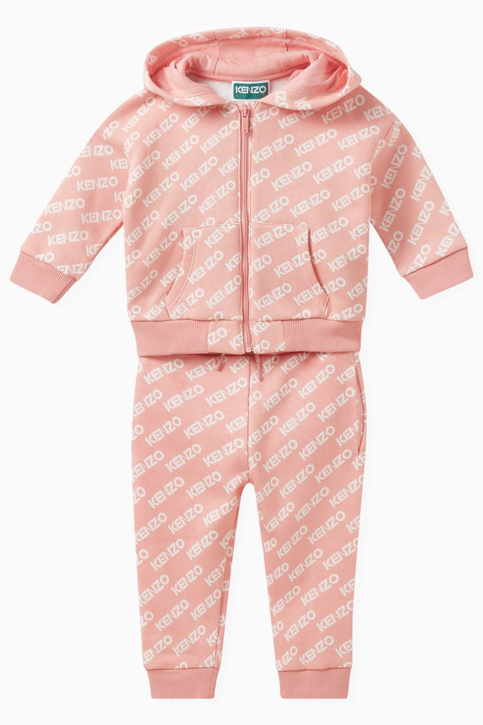 

Logo Print Tracksuit in Cotton, Pink