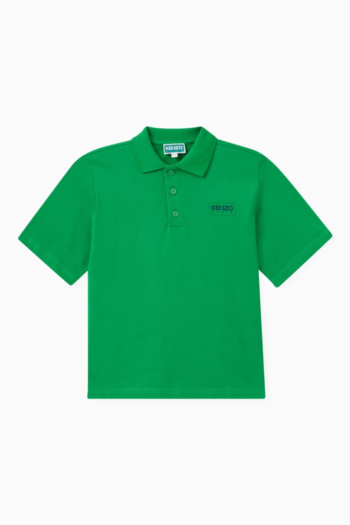 

Logo Print Polo Shirt in Cotton, Green