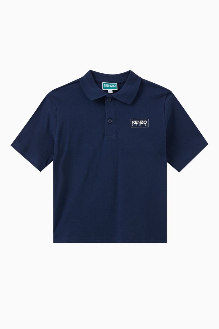 

Logo Print Polo Shirt in Cotton, Blue