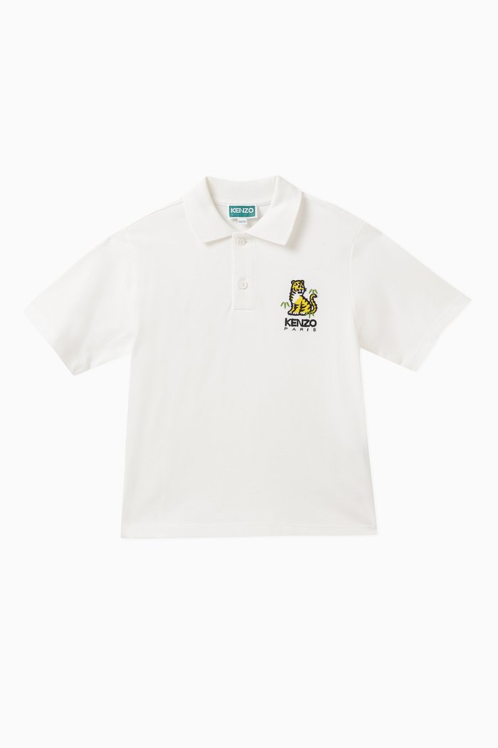 

Kotora Tiger Polo Shirt in Cotton Piqué, White