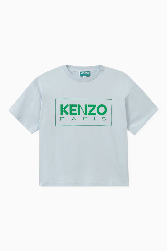 Logo Print T-shirt in Cotton, Blue