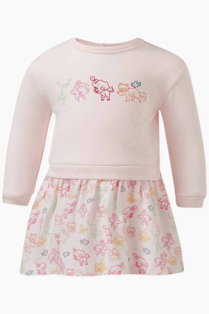 

Animals-print Dress in Cotton, Pink