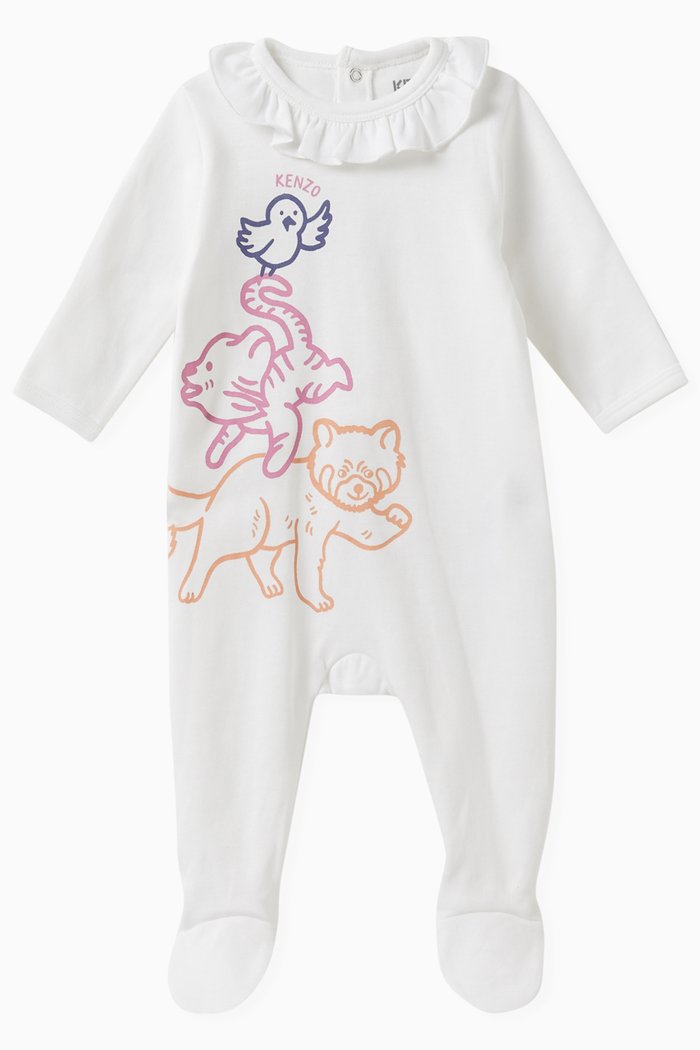 

Animal-print Sleepsuit in Cotton, White