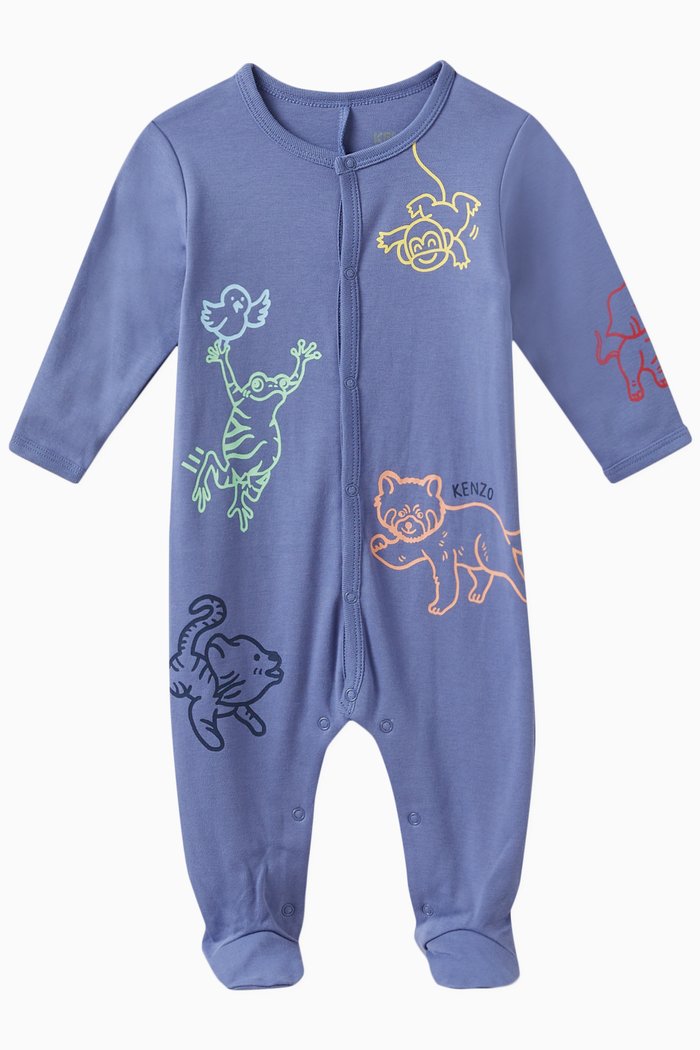 

Animal-print Sleepsuit in Cotton, Blue