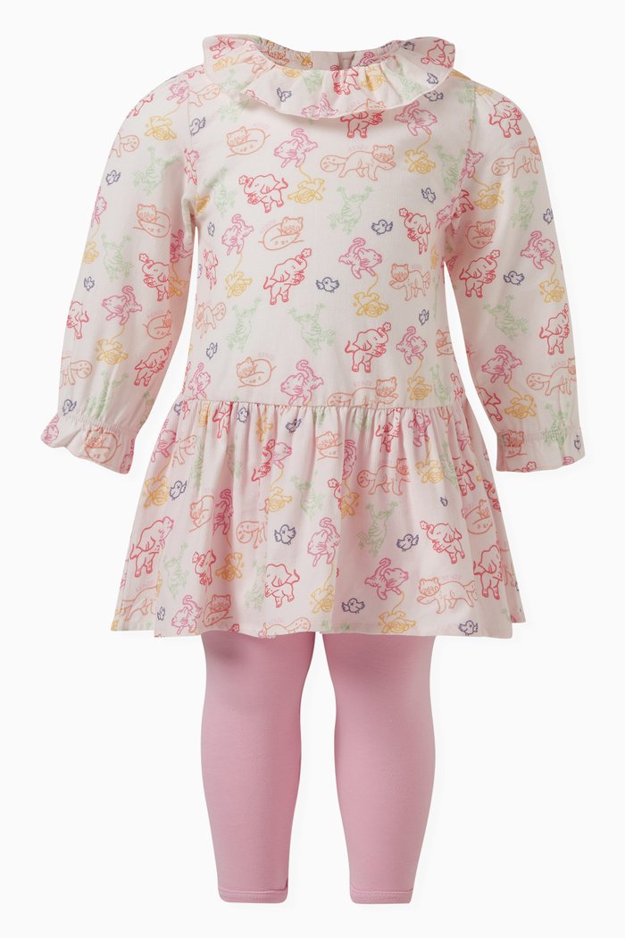 

Dress & Leggings Set in Cotton, Pink