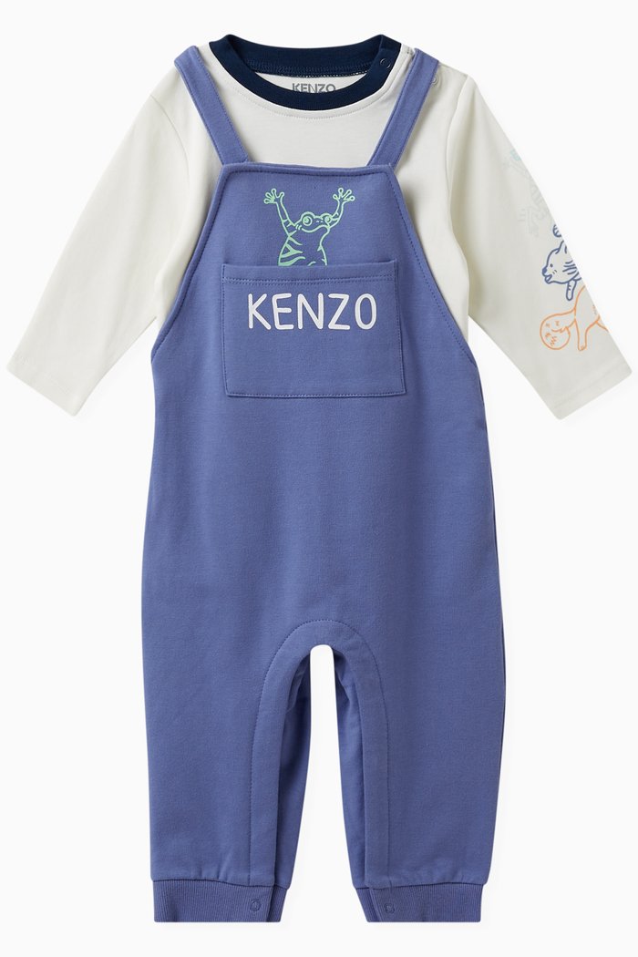 

Logo-print Romper Set in Cotton, Blue