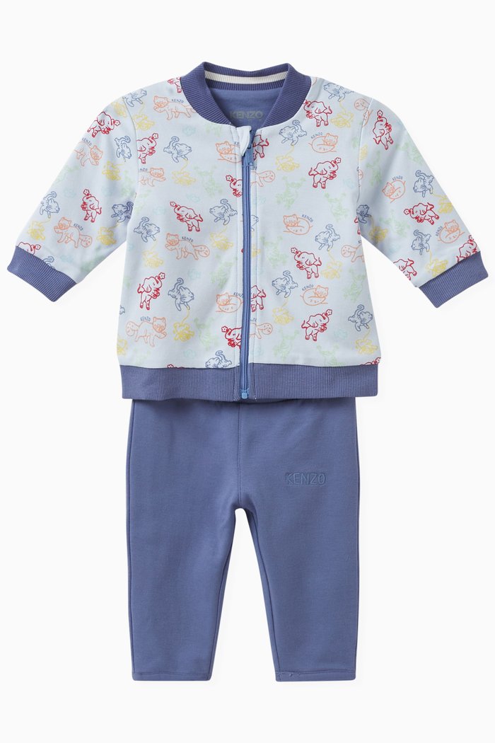 

Animal-print Gift Set in Cotton, Blue