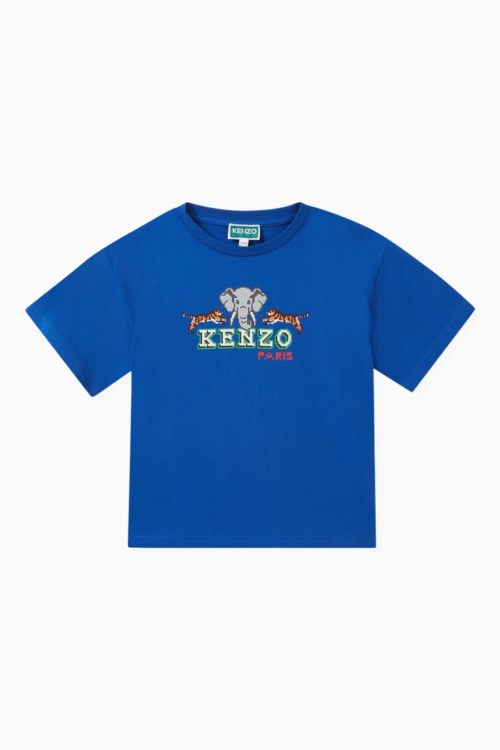 

Graphic Logo Print T-shirt in Organic Cotton, Blue
