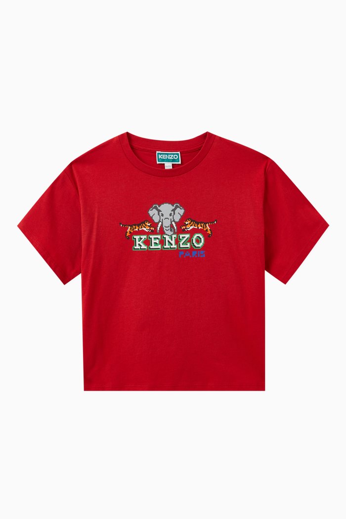 

Graphic Logo Print T-shirt in Organic Cotton, Red