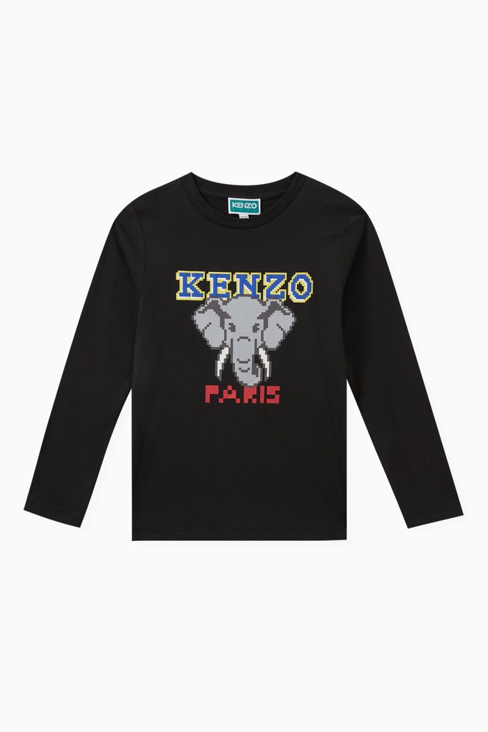 

Elephant Print T-shirt in Cotton Jersey, Blue