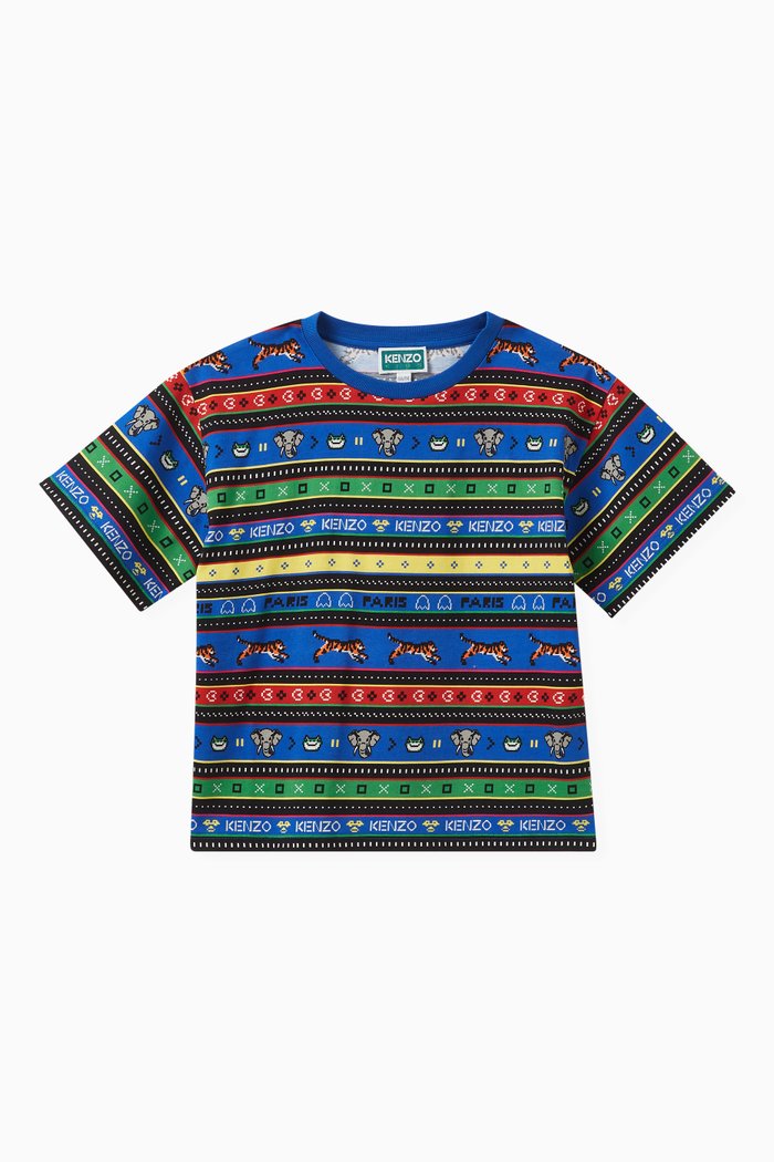 

Graphic Print T-shirt in Cotton, Blue