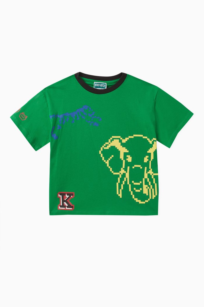 

Graphic Logo Print T-shirt in Organic Cotton, Green