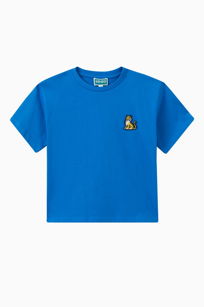 

Tiger-patch T-shirt in Organic Cotton, Blue