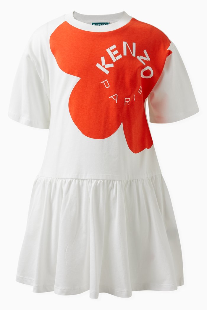 

Graphic Logo Print Dress in Cotton, White