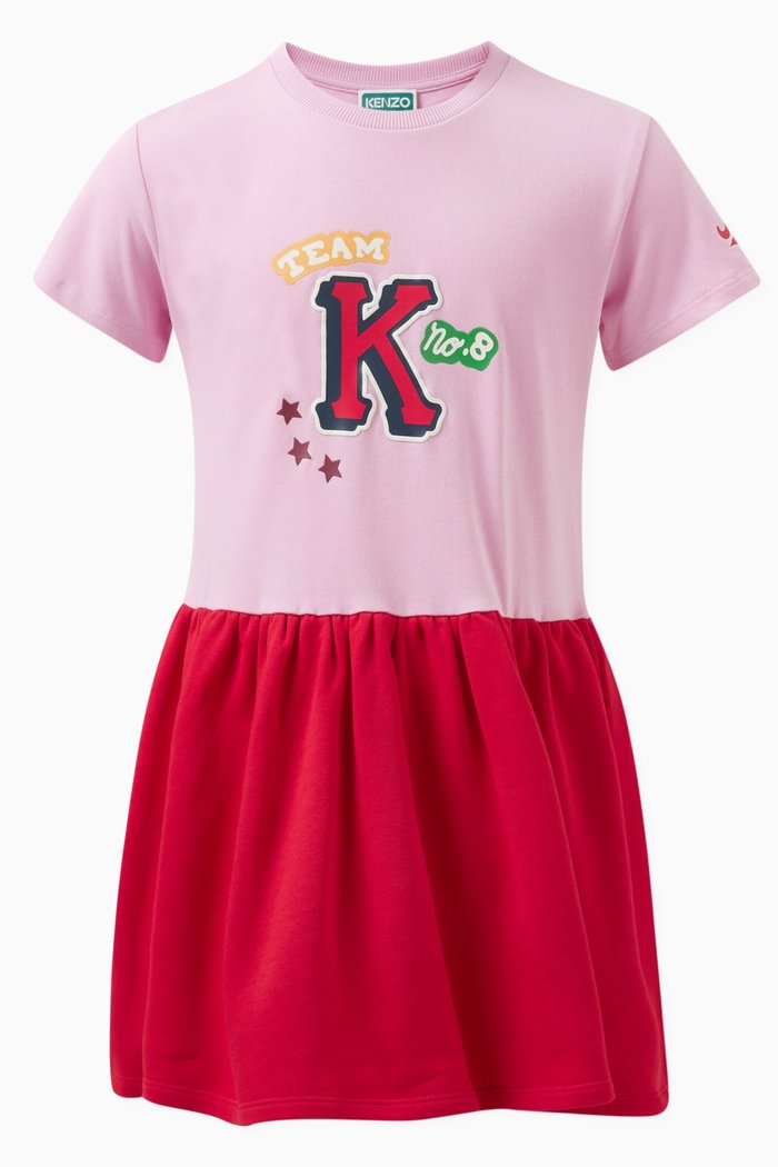 

Graphic Logo Print Dress in Cotton, Pink