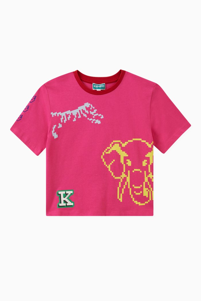

Graphic Logo Print T-shirt in Cotton, Pink
