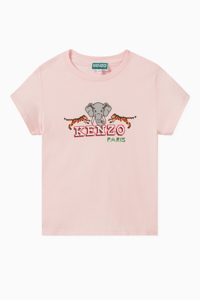 

Elephant Print T-Shirt in Cotton, Pink