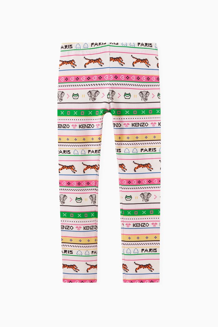 

Graphic Print Leggings in Cotton Stretch, White