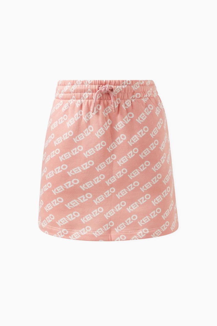

Logo Print Skirt in Cotton, Pink