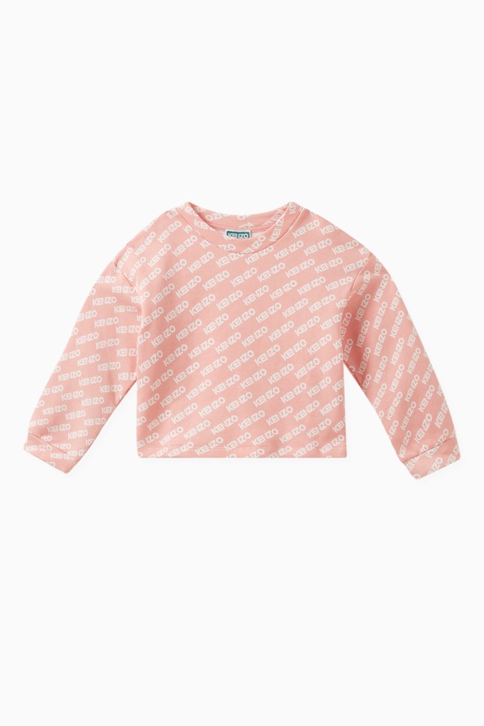 

Logo Print Sweatshirt in Cotton, Pink