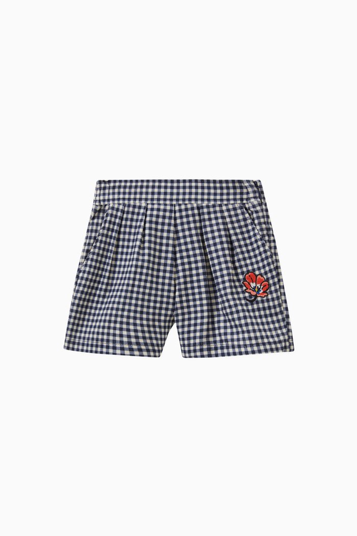 Gingham Shorts in Cotton, Blue