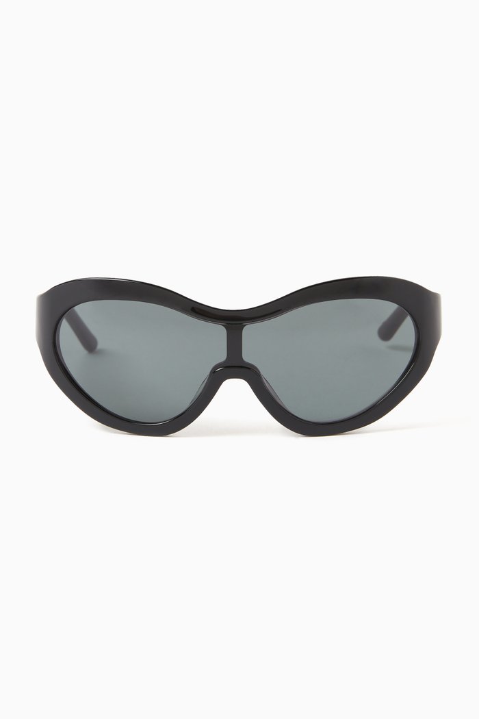 

Oversized Laser Sunglasses in Acetate, Black