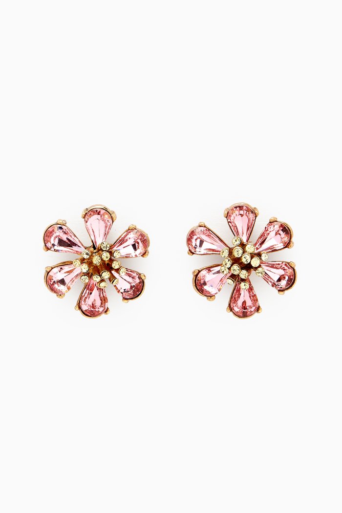 

Crystal Floral Earrings, Pink