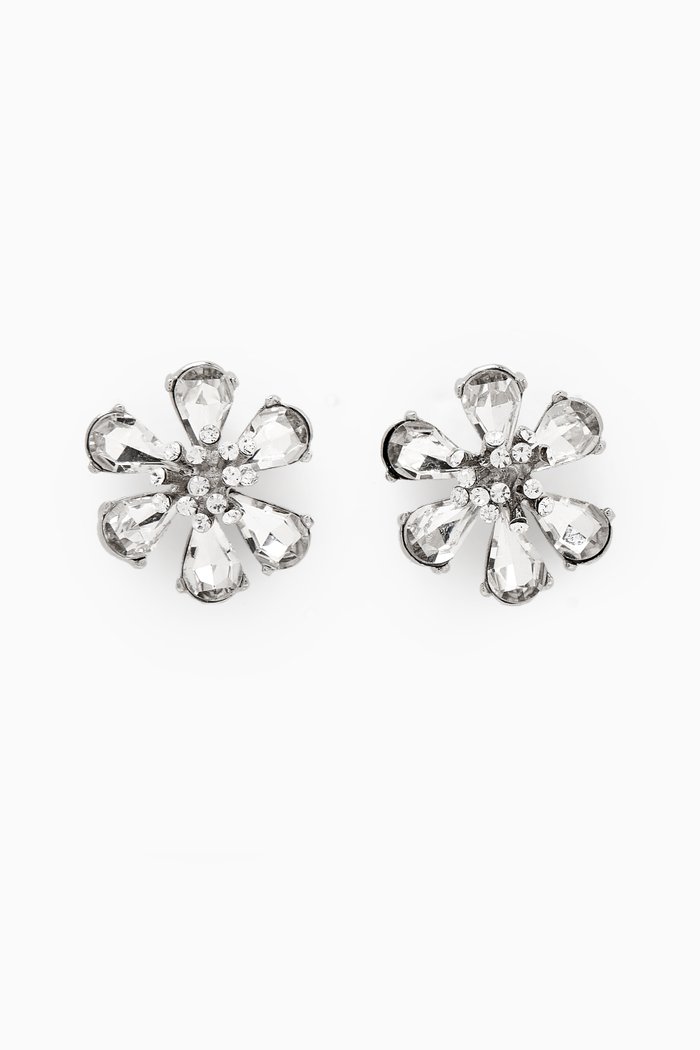 

Crystal Floral Earrings, Silver
