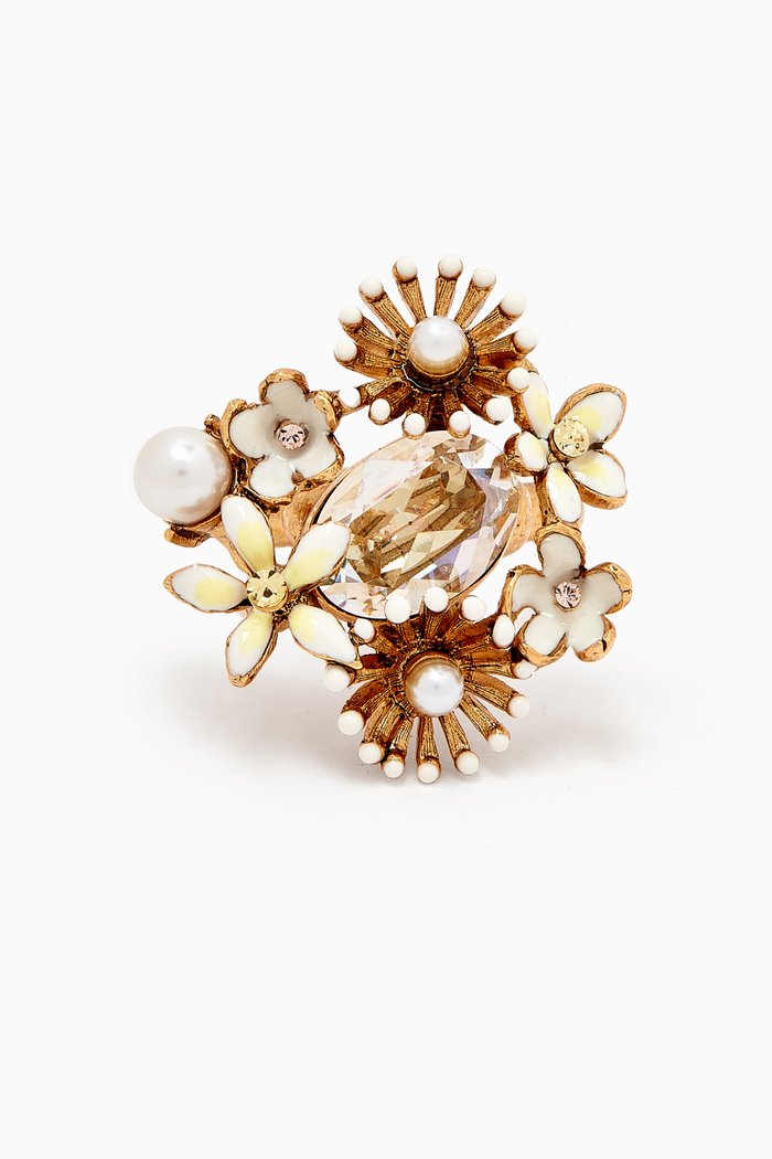 

Bloom Ring in Gold-plated Brass, White