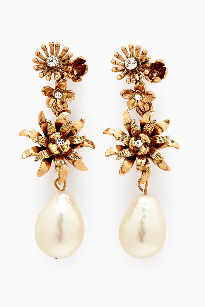 

Bloom Pearl Drop Earrings, Gold