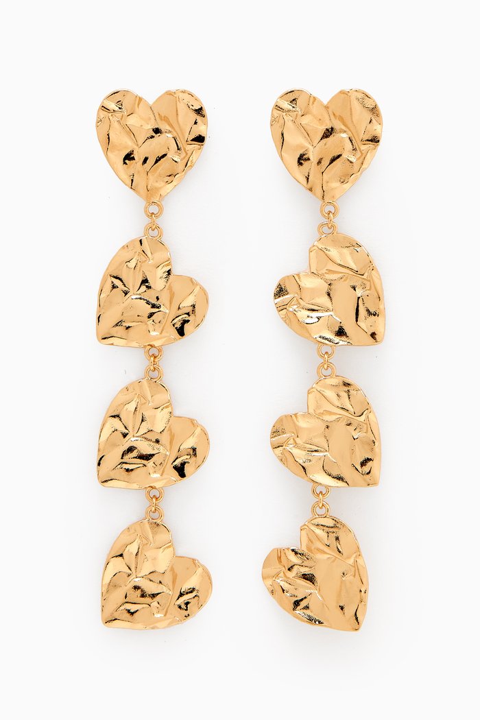 

Crushed Heart Drop Earrings, Gold
