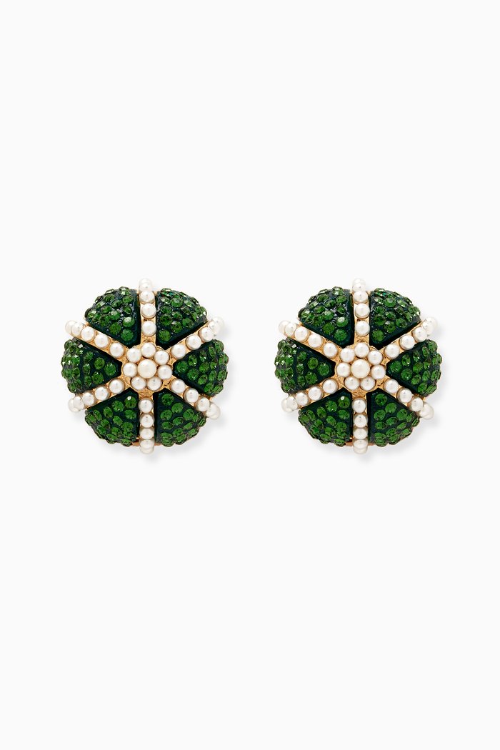 

Urchin Clip-on Earrings in Brass, Green