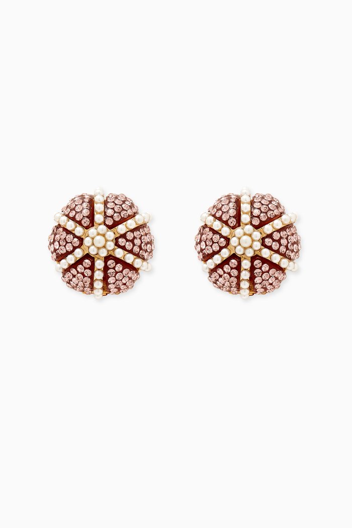 Urchin Clip-on Earrings in Brass, Pink