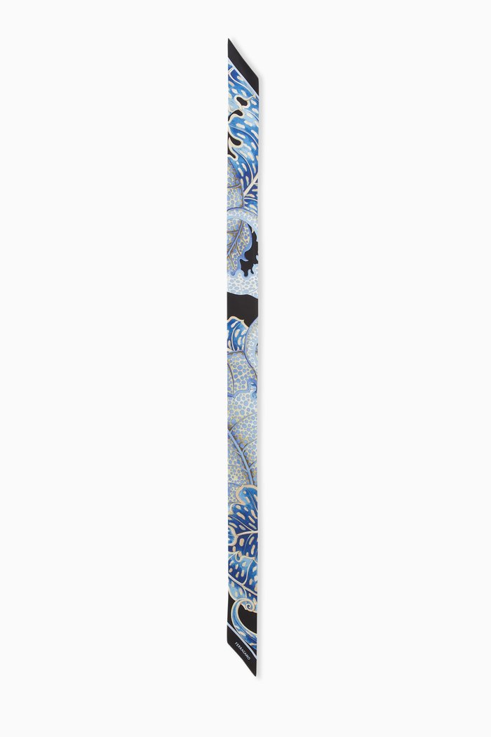 

Foliage Scarf in Silk Twill, Blue